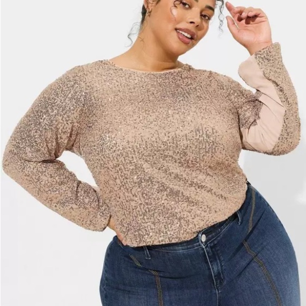 Torrid Sparkling Sequin Long Sleeve Top Size 1